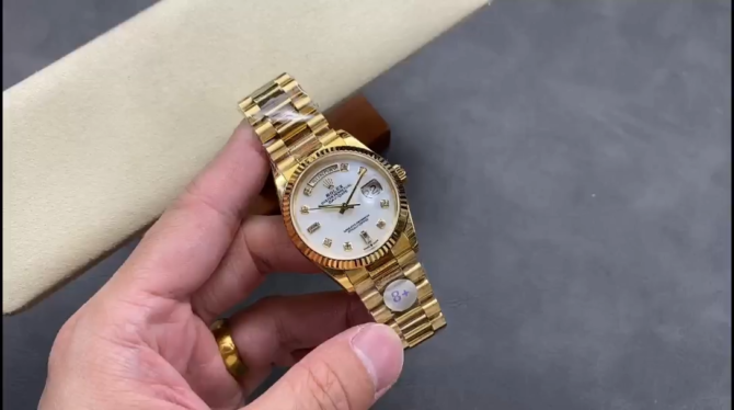 Replica Rolex Day Date 36mm Yellow Gold 128238 0011 MOP Diamond