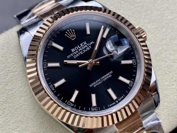 Rolex Datejust 41 Everose Gold Black Dial Oyster Bracelet 126331