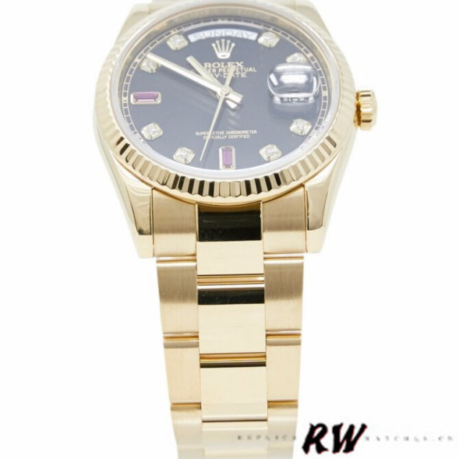 Replica Rolex Day-Date 118235 MOP Black Dial 36mm Unisex Watch
