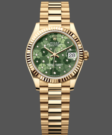 Rolex Datejust 31mm Yellow Gold 278278 Olive Green Floral President m278278 0046