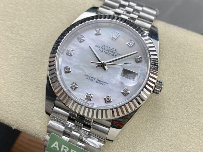 Rolex Datejust 41 Steel White Gold MOP Diamond Dial 126334 Men's Watch