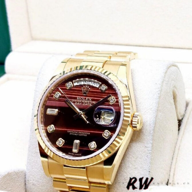 Replica Rolex Day-Date 118235 Rose Gold Chocolate Brown Dial 36mm Unisex Watch