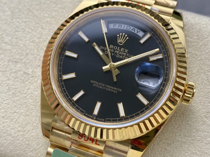 Replica Rolex Day Date 40mm Yellow Gold President Black Dial m228238 0067