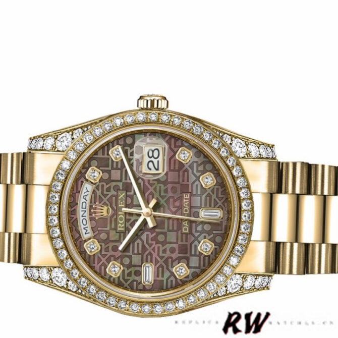Replica Rolex Day-Date 118388 Mother of Pearl Jubilee Diamond Dial 36mm Unisex Watch