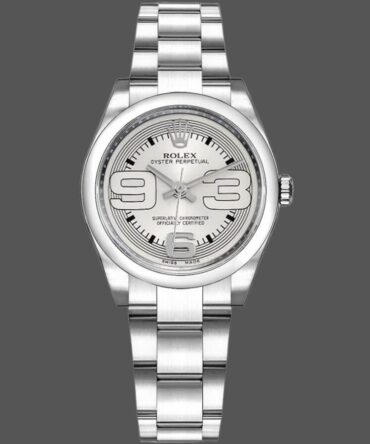 Rolex Oyster Perpetual 177200 Silver Maxi Arabic Dial 31mm Lady Replica Watch