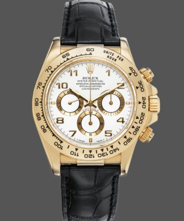 Rolex Daytona 116518 Black Leather Strap White Dial 40mm Mens Replica Watch