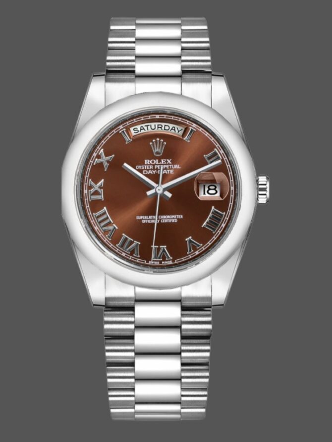 Replica Rolex Day-Date 118209 White Gold Chocolate Brown Dial 36mm Unisex Watch