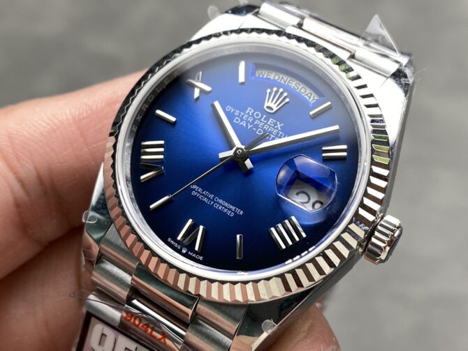 Replica Rolex Day Date 36 White Gold Blue Ombre Dial M128236 0020