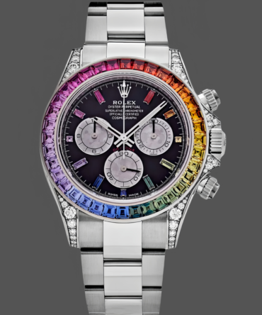 Rolex Daytona 116599RBOW Rainbow White Gold Black Dial Sapphire Bezel