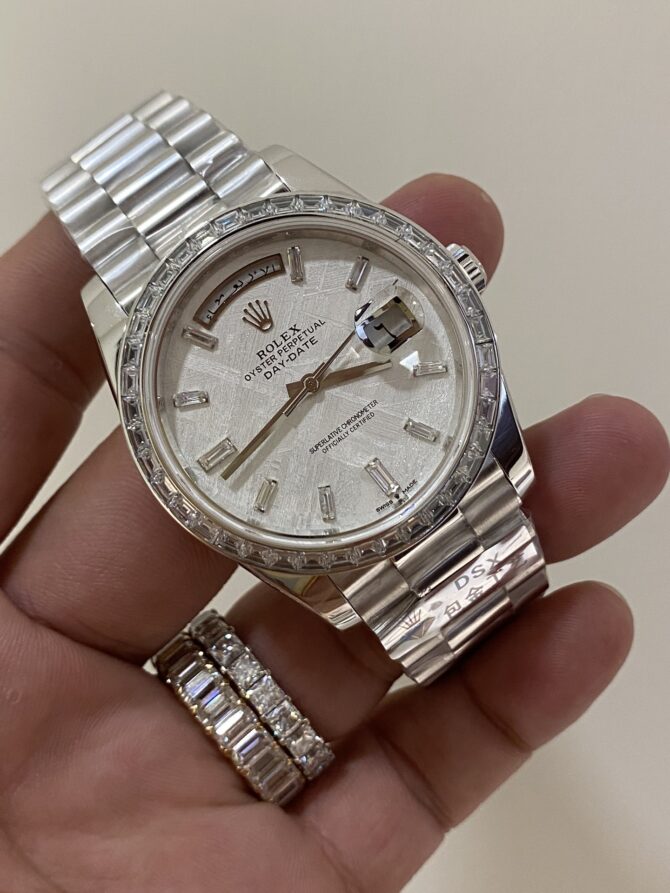 Replica Rolex Day-Date 40 Platinum Meteorite Diamond Dial M228396TBR 0027 Men's Watch