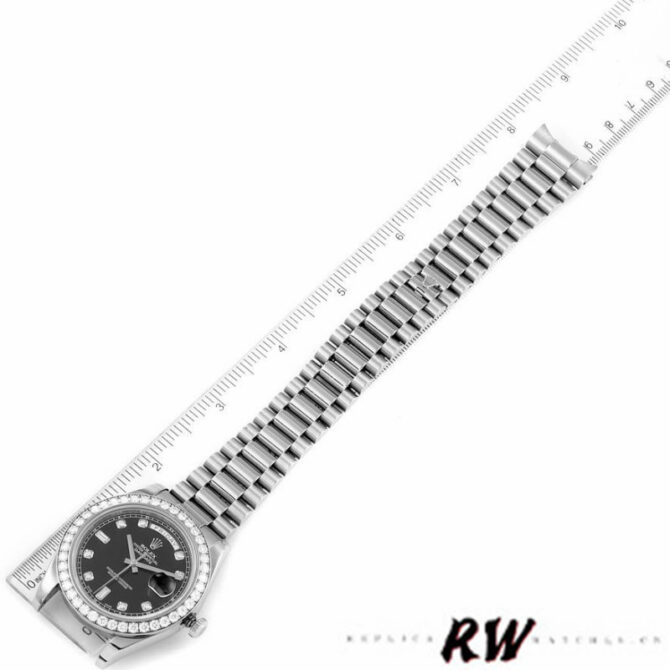 Replica Rolex Day-Date 218349 Black Diamond Dial 41MM Mens Watch