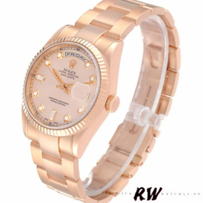 Replica Rolex Day-Date 118235 Rose Gold Chocolate Brown Dial 36mm Unisex Watch