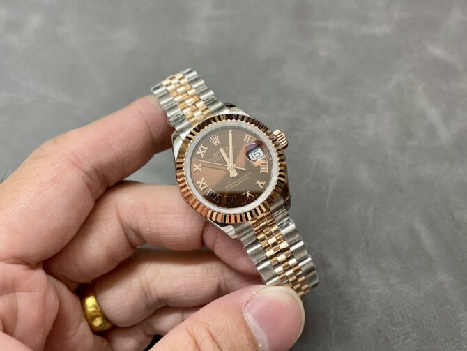 Rolex Datejust 28 Chocolate Index Steel & Rose Gold m279171 0009 Women's Watch