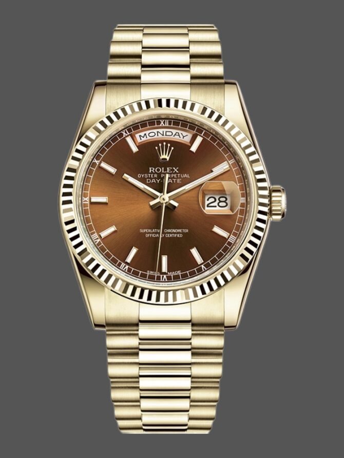 Replica Rolex Day-Date 118238 Dark Mother of Pearl 36mm Unisex Watch