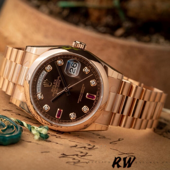 Replica Rolex Day-Date 118208 Yellow Gold Champagne Dial 36mm Unisex Watch