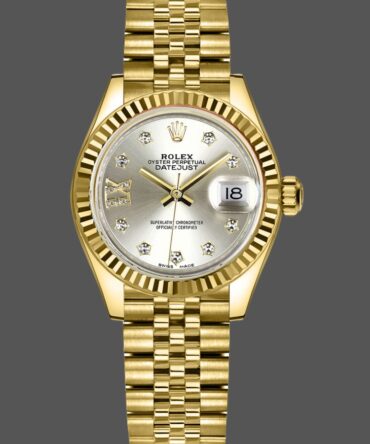 Rolex Datejust 279178 Silver Dial Diamond Yellow Gold 28mm Lady Replica Watch