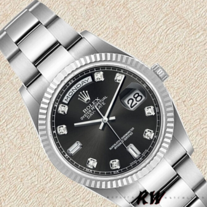 Replica Rolex Day-Date 118239 Black Diamonds Dial 36mm Unisex Watch