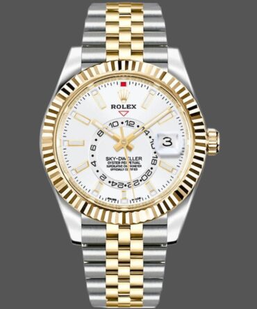 Rolex Sky-Dweller 326933 Stainless Steel Yellow Gold White Dial 42MM Mens Replica Watch