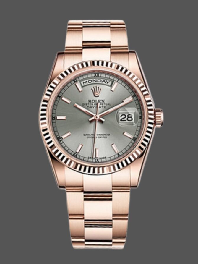Replica Rolex Day-Date 118209 White Gold Copper Brown Dial 36mm Unisex Watch