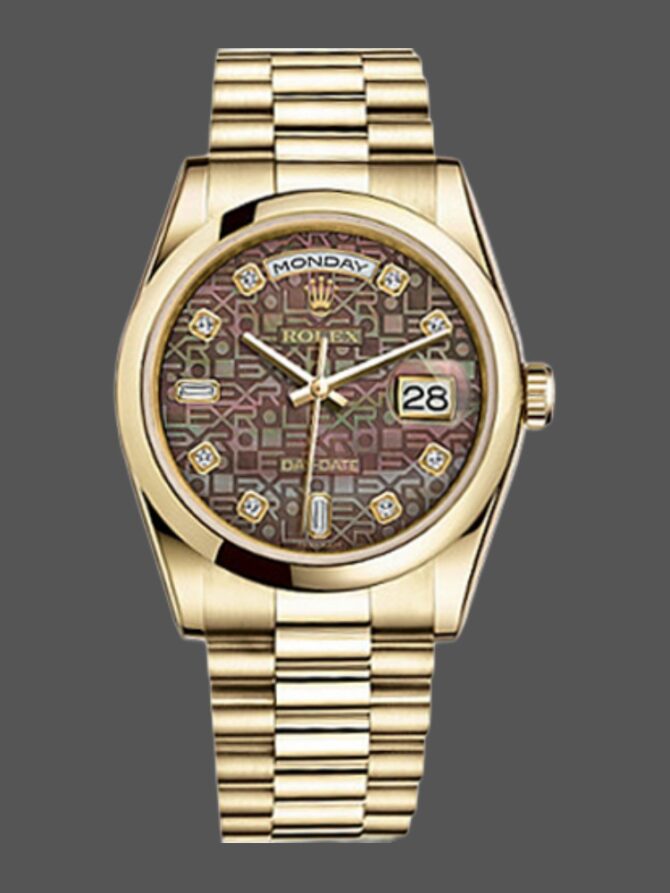 Replica Rolex Day-Date 118209 White Gold Silver Diamond Dial Automatic 36mm Unisex Watch