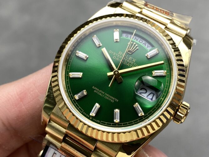 Replica Rolex Day Date 36 Yellow Gold Automatic Green Diamond Dial M128238 0130