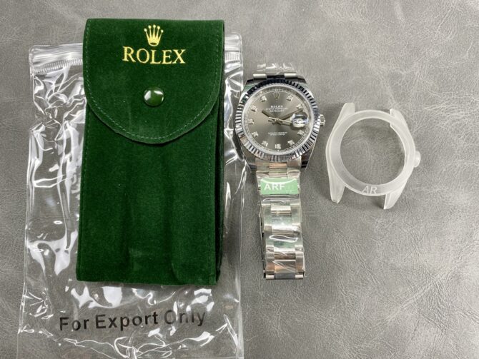 Rolex Datejust m126334 0005 Fluted Bezel Dark Rhodium Grey Dial 41MM Mens Replica Watch