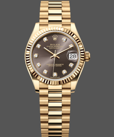 Rolex Datejust 31 Automatic 18k Yellow Gold Diamond Grey Dial m278278 0036 Ladies Watch