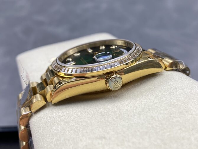 Replica Rolex Day-Date 128348RBR Green Ombre Diamond Dial Yellow Gold 36MM Unisex Watch