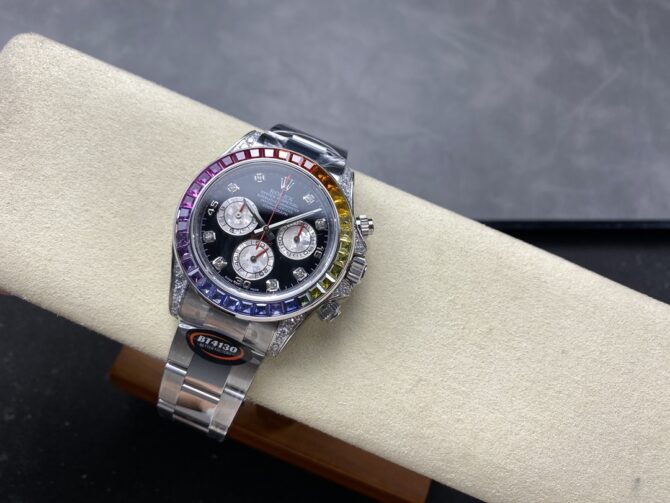 Rolex Daytona 116599RBOW Rainbow White Gold Black Dial Sapphire Bezel
