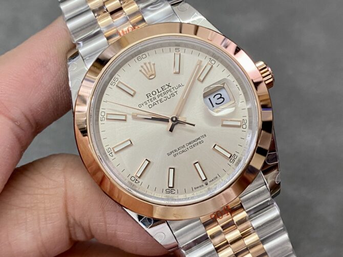 Rolex Datejust 41MM 126301 0010 Rose Gold Sundust Index Dial Mens Replica Watch