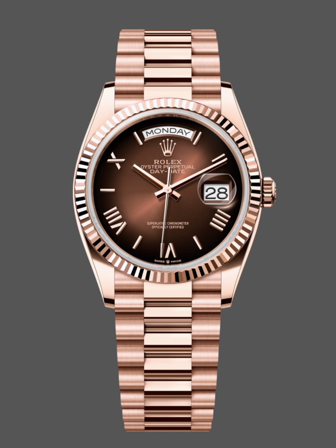 Replica Rolex Day Date 128235 0075 Brown Ombr Roman Dial 36mm