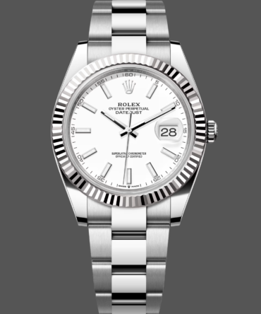 Rolex Datejust 41 Stainless Steel And White Gold White Dial M126334 0009 Men's Watch