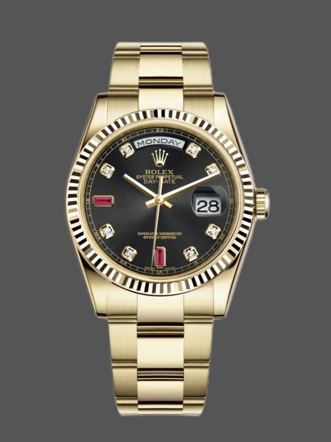 Replica Rolex Day-Date 118235 MOP Black Dial 36mm Unisex Watch