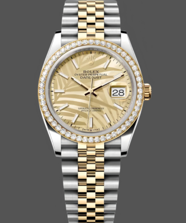 Rolex Datejust 36 Golden Palm Motif 126283RBR 0023 Dial Jubilee Bracelet Watch