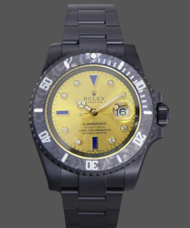 Rolex Submariner Diw 116610 PVD-DLC Stainless Steel Carbon Fiber Bezel Champagne Dial