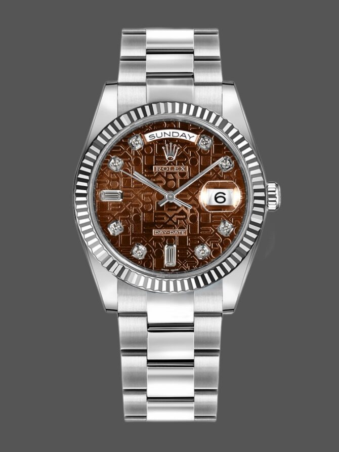 Replica Rolex Day-Date 118239 Mother of Pearl White Dial Fluted Bezel 36mm Unisex Watch