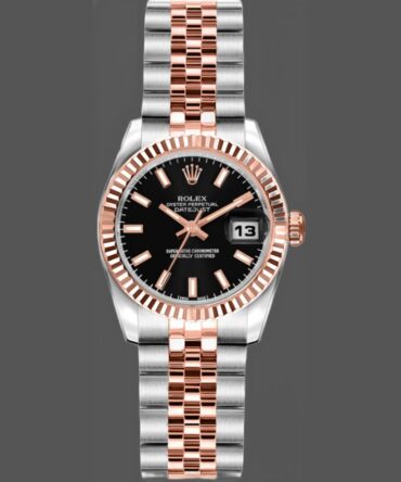 Rolex Datejust 179171 Black Dial Fluted Bezel 26MM Lady Replica Watch