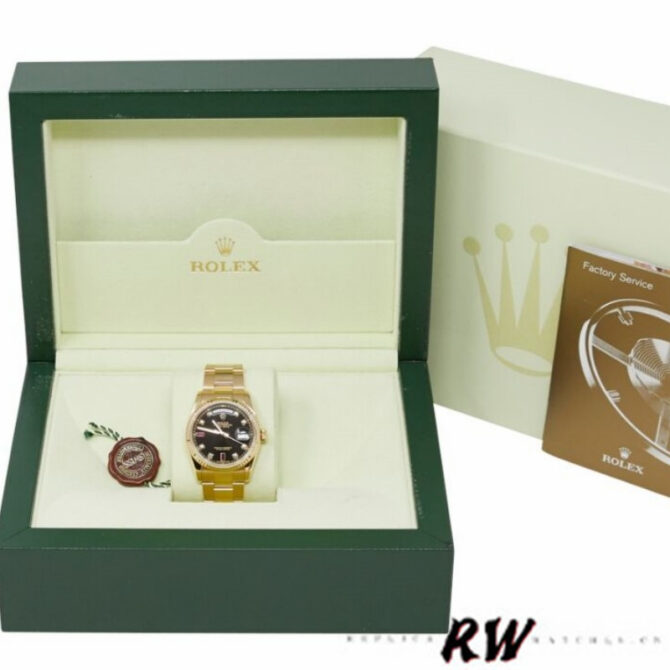 Replica Rolex Day-Date 118235 MOP Black Dial 36mm Unisex Watch