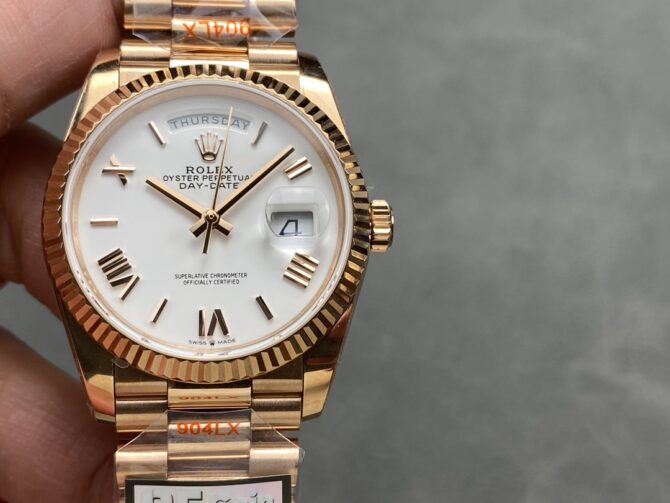 Replica Rolex Day Date 36mm Everose Gold 128235 0070 White Roman