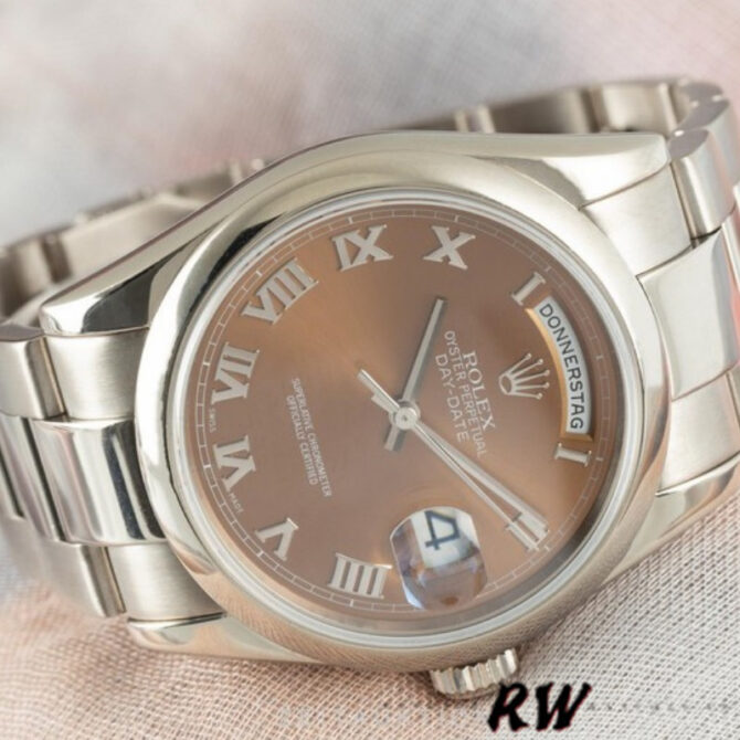 Replica Rolex Day-Date 118209 White Gold Copper Brown Dial 36mm Unisex Watch