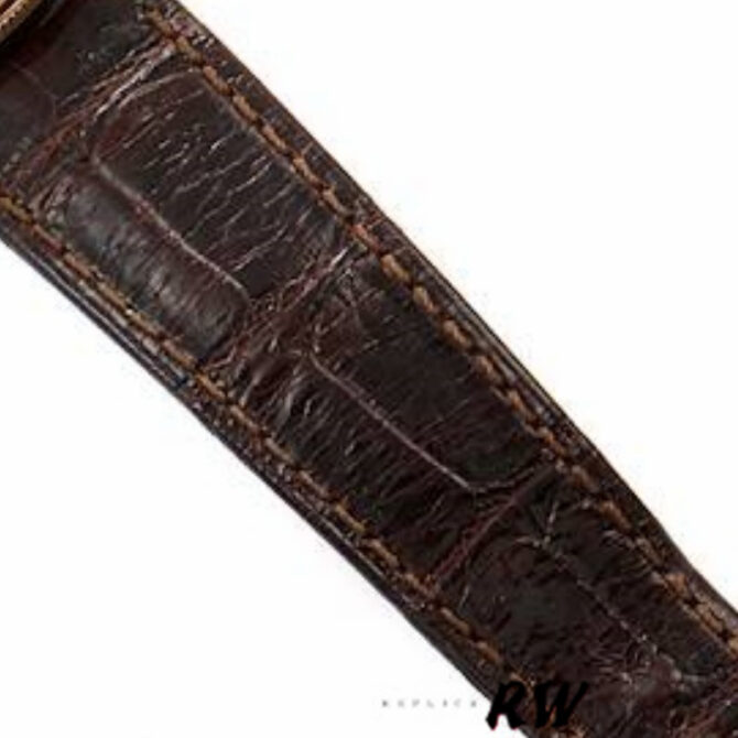 Rolex Cellini Dual Time 50529 Silver Dial Brown Strap 39mm Mens Replica Watch