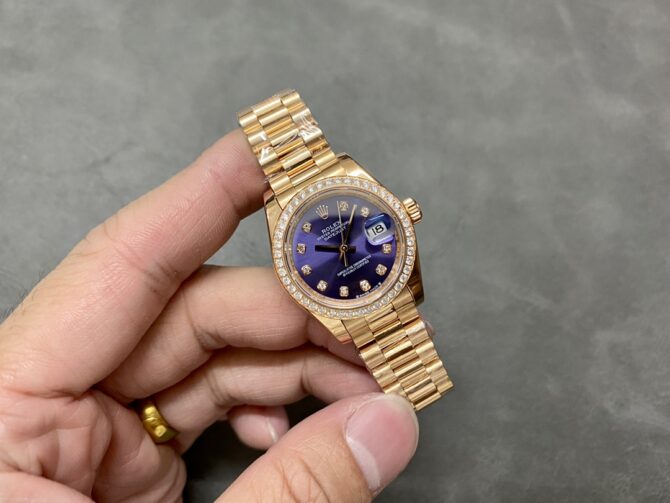 Rolex Datejust 28mm Everose Gold m279135rbr 0020 Aubergine Diamond President Women's Watch