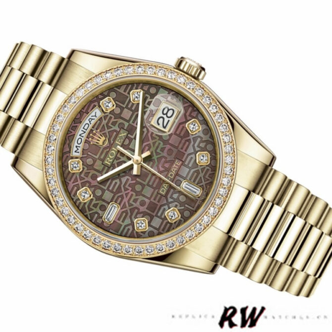 Replica Rolex Day-Date 118388 Black Diamond Dial 36mm Unisex Watch