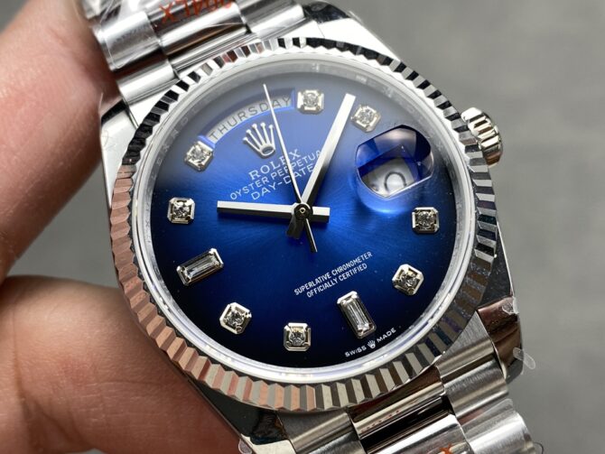 Replica Rolex Day-Date 128239 Blue Ombre Diamond Dial 36MM Unisex Watch