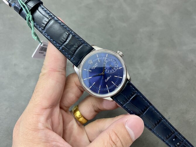 Rolex Cellini Date 50519 Blue Dial Blue Leather Strap 39MM Mens Replica Watch