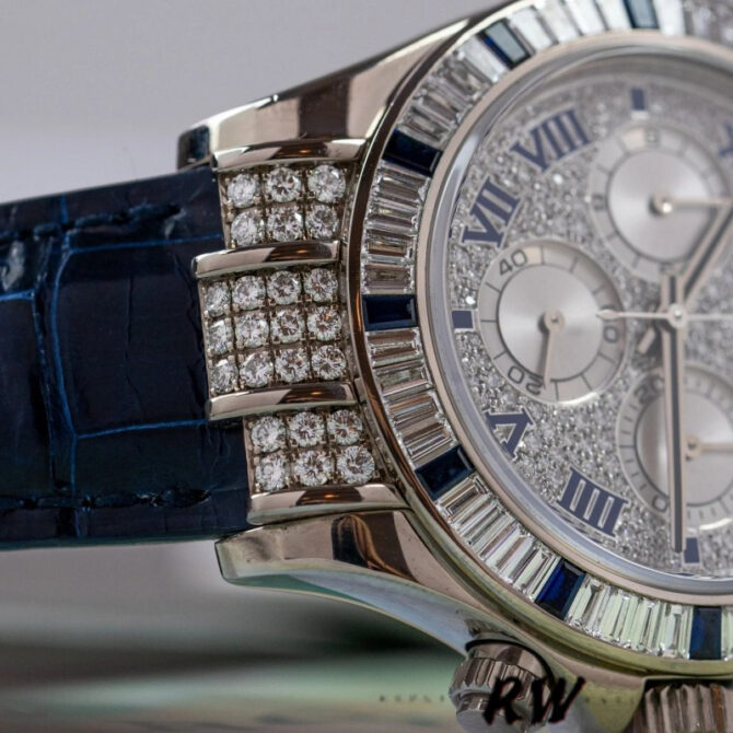 Rolex Daytona 116599 pave diamond dial Blue Leather Strap 40mm Mens Replica Watch