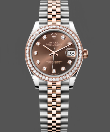 Rolex Datejust 31 m278381RBR 0028 Rose Gold Chocolate Diamond Dial Diamond Bezel Lady Watch