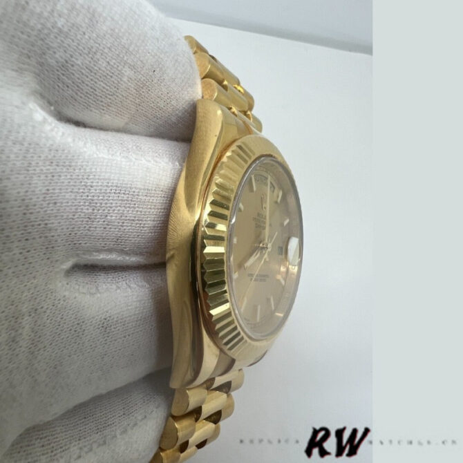 Replica Rolex Day-Date 218238 Champagne Index Dial Yellow Gold 41MM Mens Watch