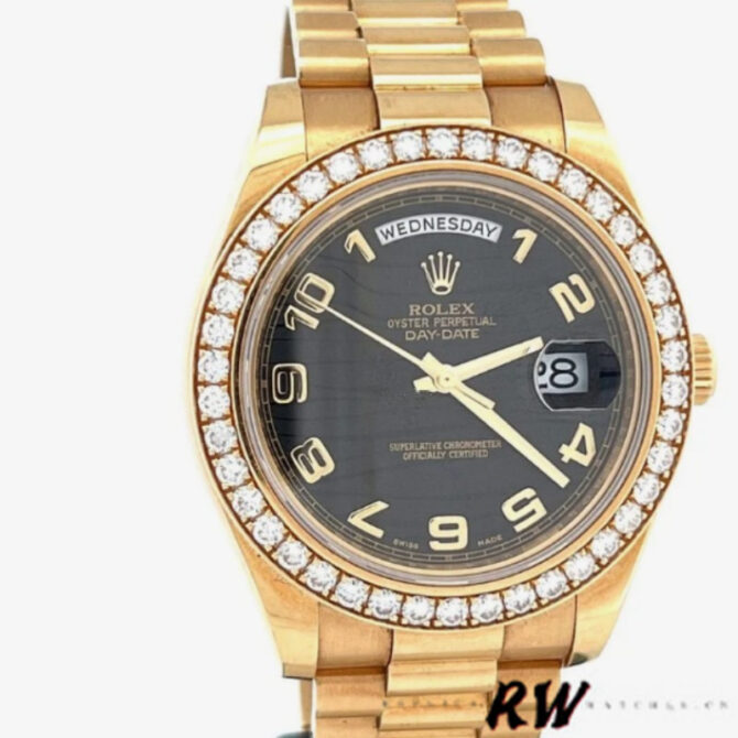 Replica Rolex Day-Date 218348 Wave Black Dial 41MM Mens Watch