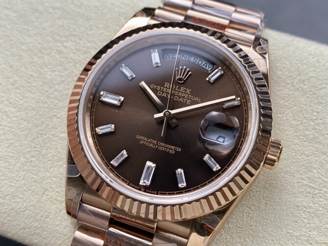 Replica Rolex Day Date 40 18kt Everose Gold Replica Rolex President Chocolate Dial m228235 0003